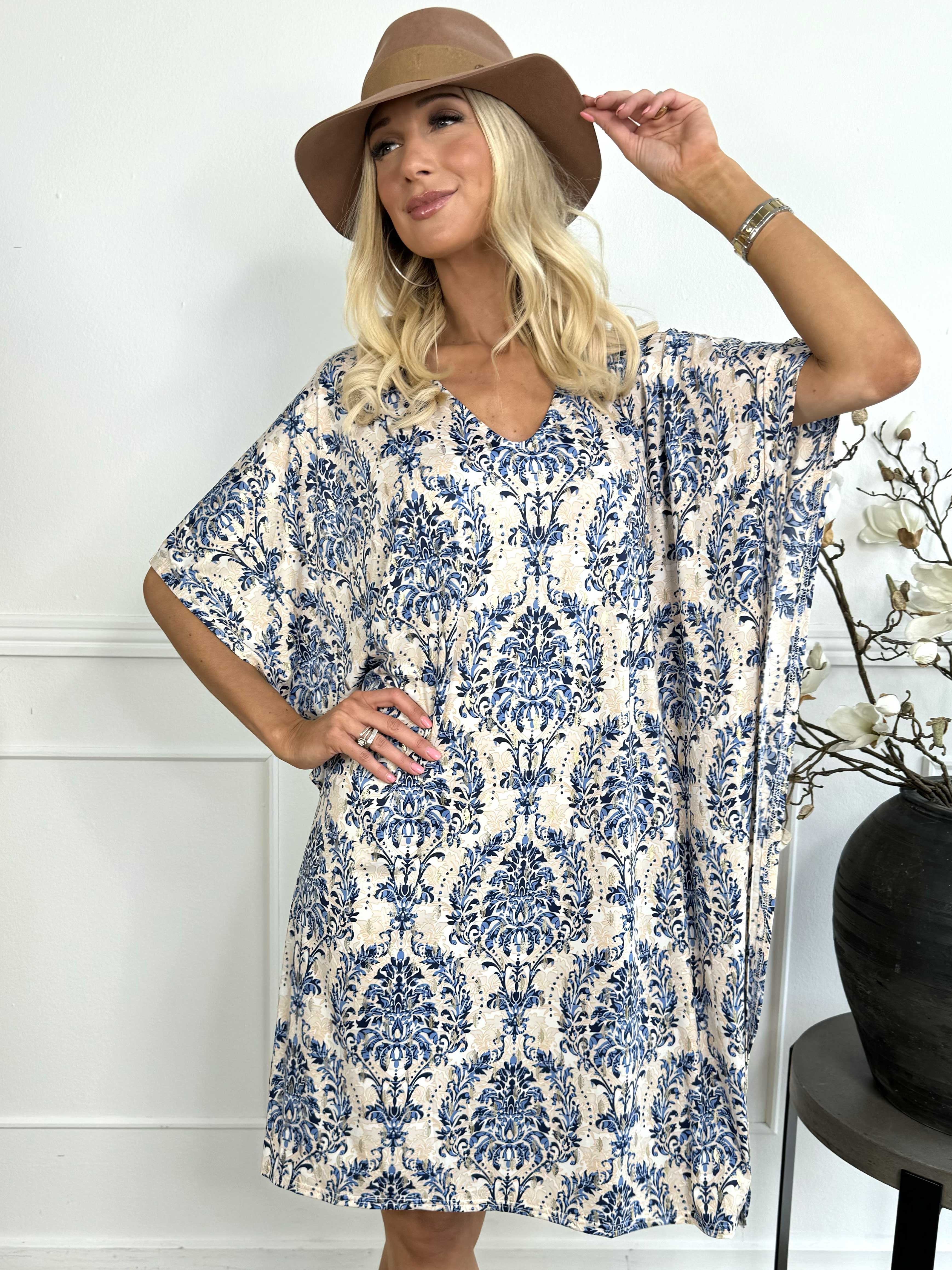 Azmina Royal - Tunikaklänning i lös passform med resår